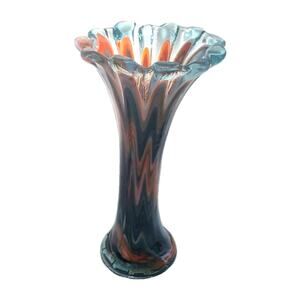 Art Glass Hand Blown Vase Mexico Multicolor Bullicante 11.5" Tall